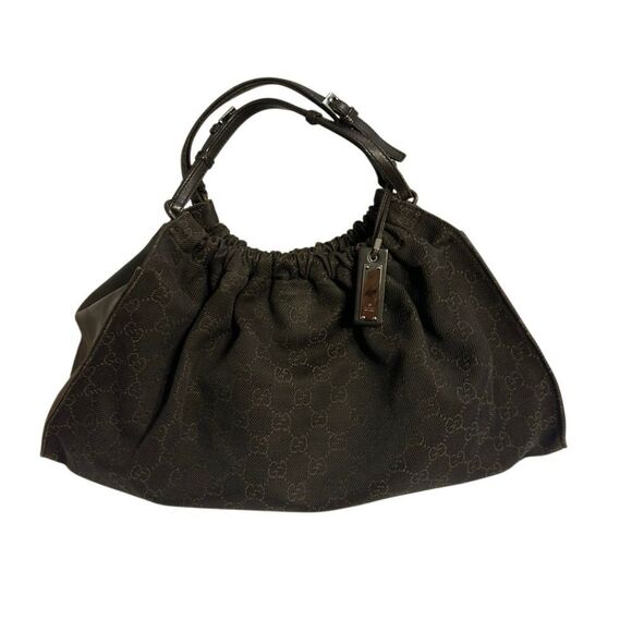 Gucci Black Hobo Bag with Signature Pattern - Picture 13 of 16